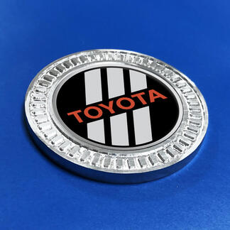 3D-Abzeichen Toyota Grau und Rot TRD Retro Heritage Racing Stripes Metall-Aluminium-Emblem
