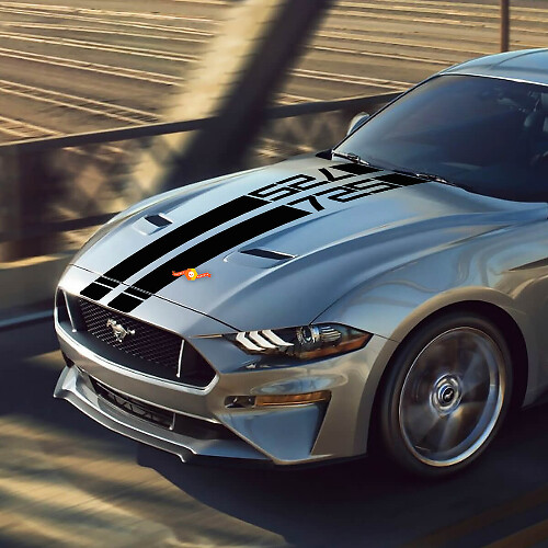 Motorhaubenaufkleber, Streifen, Mustang Rocket v8 725, für Ford Mustang, Vinyl-Aufkleber
