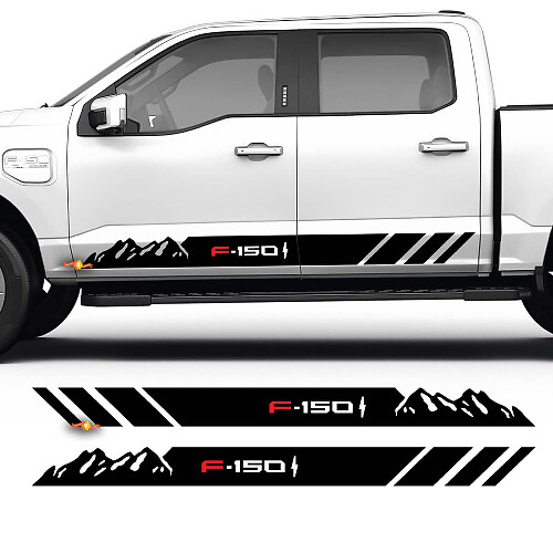 Paar Rocker Panel Mountains Stripes Karosserieaufkleber Seitenaufkleber Grafik-Vinyl für Ford F-150 Lightning

