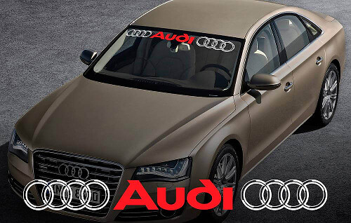 Audi mit Ringen Windschutzscheiben-Banner Vinyl-Aufkleber für Audi Fahrzeuge
