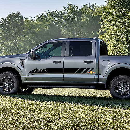 Paar Seitentüren Bergstreifen Karosserieaufkleber Seitenaufkleber Grafiken Vinyl für Ford F-150 Lightning
