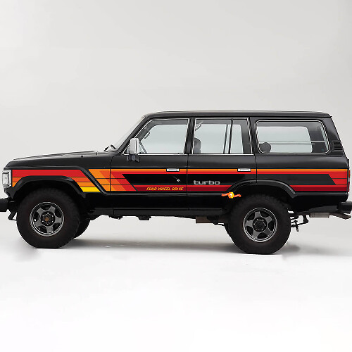 Retro Vintage Streifen Turbo Allradantrieb TRD Seitentüren Vinyl Aufkleber Aufkleber für Toyota Land Cruiser 60 SERIE
