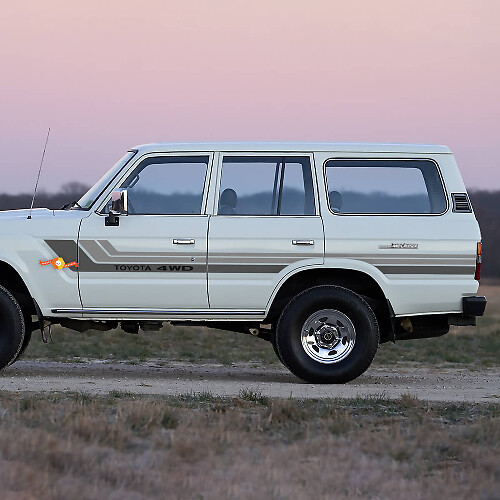 Retro graue Streifen 4WD Seitentüren Vinyl Aufkleber Aufkleber für 1988 Toyota Land Cruiser
