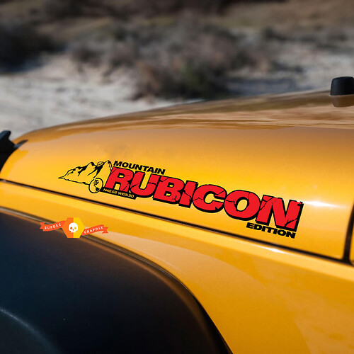 Motorhaubenseitenaufkleber Aufkleber Jeep Rubicon Mountains mit Koordinaten JL JK CJ TJ YJ

