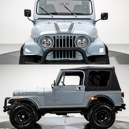 Laredo Seiten- und Motorhauben-Streifen Vinyl-Aufkleber Set für Jeep CJ7