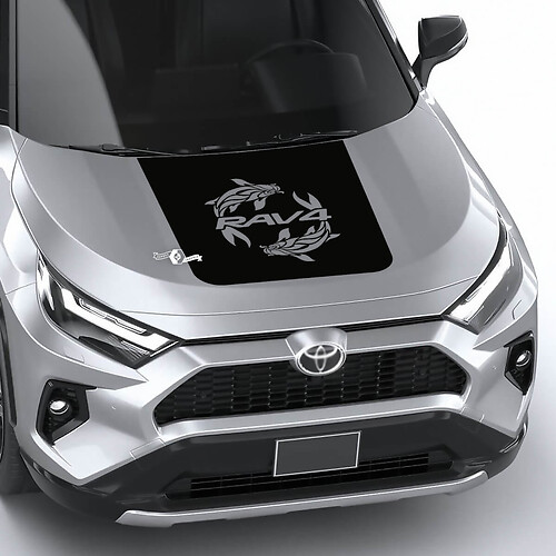 Koi-Karpfen- & RAV4-Logo-Motorhauben-Vinyl-Aufkleber für Toyota RAV4
