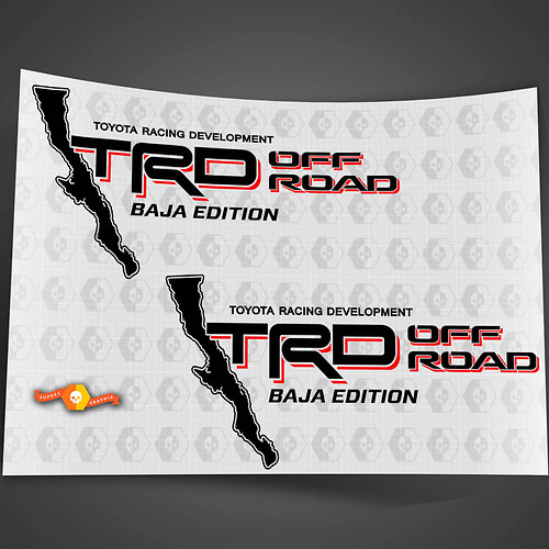 TRD OFF ROAD Bettaufkleber Aufkleber Baja Edition Tacoma Tundra Toyota 4x4 Sport CALI 2

