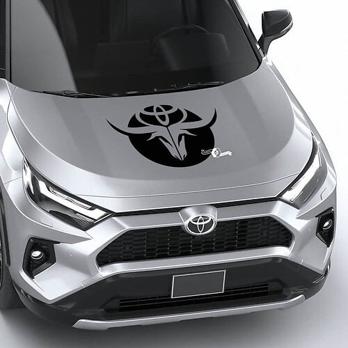 Bullenschädel und Toyota-Logo Motorhauben-Vinylaufkleber für Toyota RAV4
