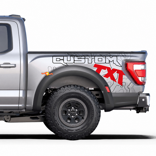 Grafiken für die Seite am Bett, passend für Musclecar truck power truck R, Vinyl-Aufkleber-Set mit Streifen
