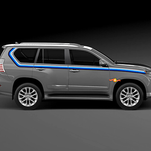 Lexus GX470 Blaue Retro-Vintage-Streifen im Stil des 40-jährigen Jubiläums des Toyota 4runner. Seitenaufkleber-Grafik
