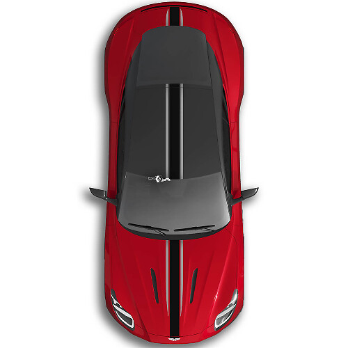 Ganzkörper-Aston Martin DB11 Doppelstreifen-Vinyl-Aufkleber für Motorhaube, Dach und Kofferraum
