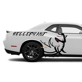 RIESIGE Dodge Challenger oder Charger Hellelephant-Logo-Seitenaufkleber aus Vinyl
