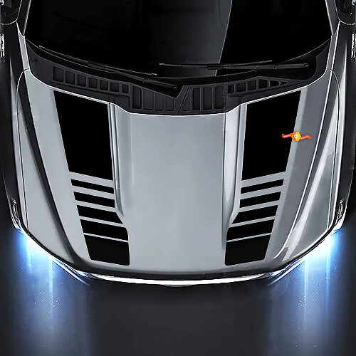 Doppel-Strobo-Streifen Motorhauben-Vinylaufkleber-Set für Musclecar Truck 2021+