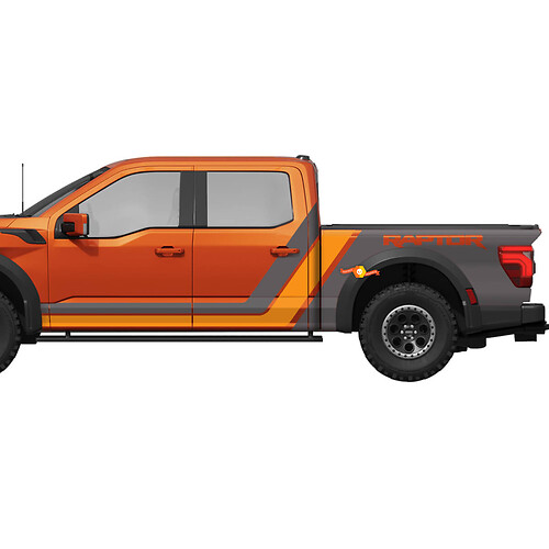 Seitliche Grafikstreifen für Ford F150 F-150 Raptor ausgeschnitten
