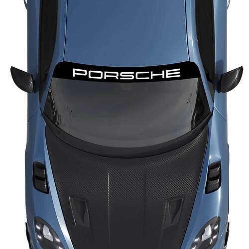 Aufkleber für die Windschutzscheibe mit Porsche-Logo und Hintergrundstreifen
