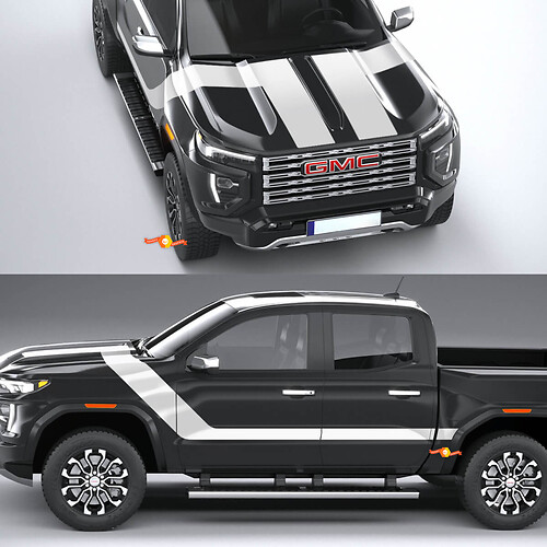 Seiten- und Motorhauben-Grafik-T-Aufkleber für 2024 GMC Canyon
