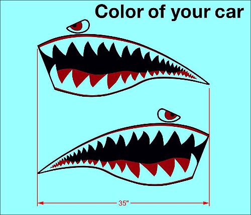 Paar Warhawk Aufkleber Aufkleber Vinyl Flying Tiger Shark Teeth Jet Bite War Hawk