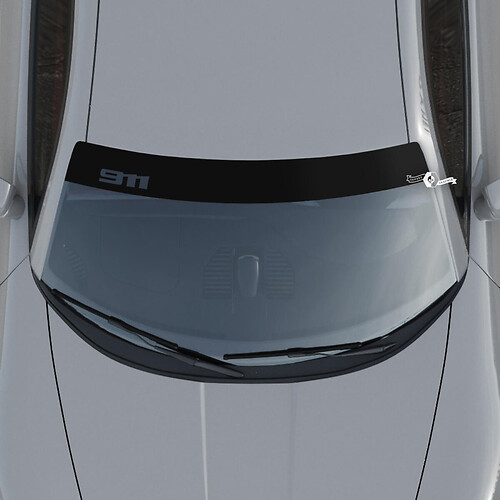 Aufkleber für die Windschutzscheibe mit Porsche 911-Logo und Hintergrundstreifen
