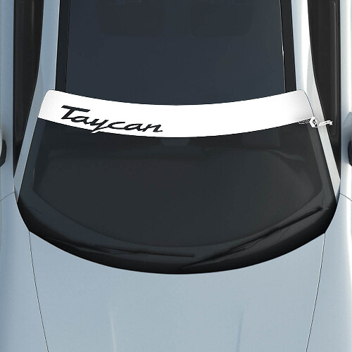 Porsche Taycan Logo Windschutzscheibe mit Hintergrundstreifen Kit Aufkleber Sticker

