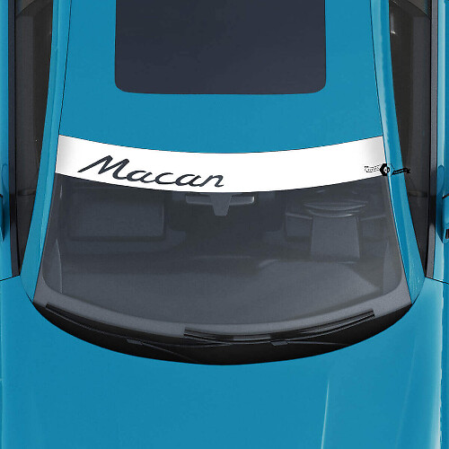 Porsche Macan Logo Windschutzscheibe mit Hintergrundstreifen Kit Aufkleber Sticker
