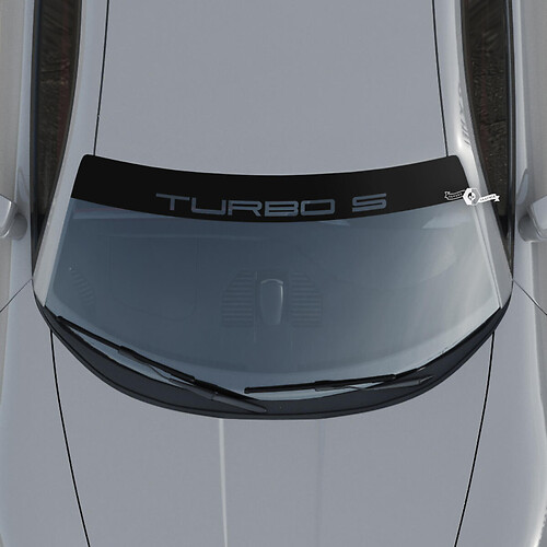 Aufkleber für die Windschutzscheibe mit Porsche Turbo S-Logo und Hintergrundstreifen
