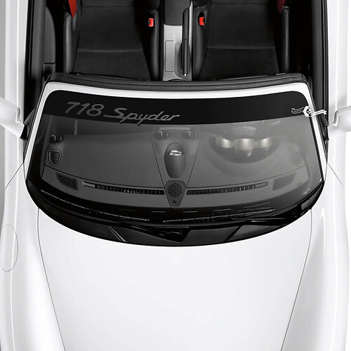 Porsche 718 Spyder Logo Windschutzscheiben-Aufkleber mit Hintergrundstreifen
