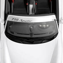 Porsche 718 Spyder Logo Windschutzscheiben-Aufkleber mit Hintergrundstreifen
 2