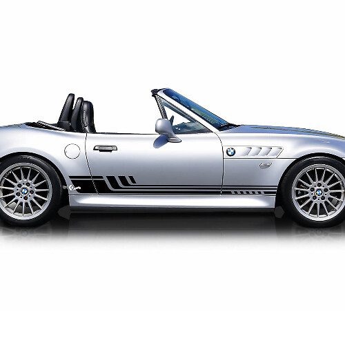 Paar BMW Untere Verkleidung 4 Streifen Seitentüren Vinyl Aufkleber
