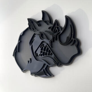 Benutzerdefinierte 3D-Abzeichen Rhino Angry Schwarz und Grau Logo Fender Badges Emblem
