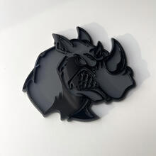 Benutzerdefinierte 3D-Abzeichen Rhino Angry Schwarz und Grau Logo Fender Badges Emblem
 2