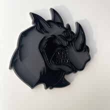 Benutzerdefinierte 3D-Abzeichen Rhino Angry Schwarz und Grau Logo Fender Badges Emblem
 4