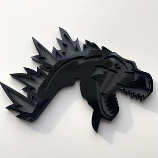 Benutzerdefinierte 3D-Abzeichen Godzilla Angry Logo Fender Badges Emblem Grau und Schwarz
 1