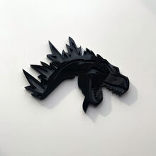 Benutzerdefinierte 3D-Abzeichen Godzilla Angry Logo Fender Badges Emblem Grau und Schwarz
 3