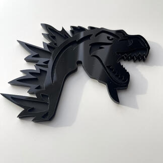 Benutzerdefinierte 3D-Abzeichen Godzilla Angry Logo Fender Badges Emblem Grau und Schwarz
