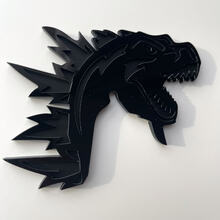 Benutzerdefinierte 3D-Abzeichen Godzilla Angry Logo Fender Badges Emblem Grau und Schwarz
 2