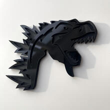 Benutzerdefinierte 3D-Abzeichen Godzilla Angry Logo Fender Badges Emblem Grau und Schwarz
 3