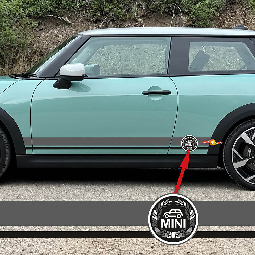 Paar Mini Cooper zweifarbige Streifen-Grafik-Türen-Seitenaufkleber
