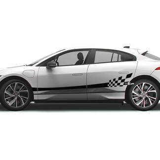 Jaguar I Pace Side Checkered Stripe Graphics Doors Aufkleber Logo Lines Aufkleber
