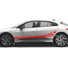 Jaguar I Pace Side Checkered Stripe Graphics Doors Aufkleber Logo Lines Aufkleber
 2