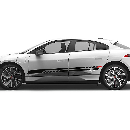 Jaguar I Pace Side 2 Colors Modern Stripes Graphics Doors Aufkleber Logo Lines Aufkleber
