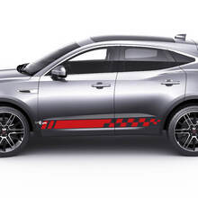 Jaguar E-Pace Seitentüren, karierte Streifen, grafischer Aufkleber, Logo-Aufkleber
 2