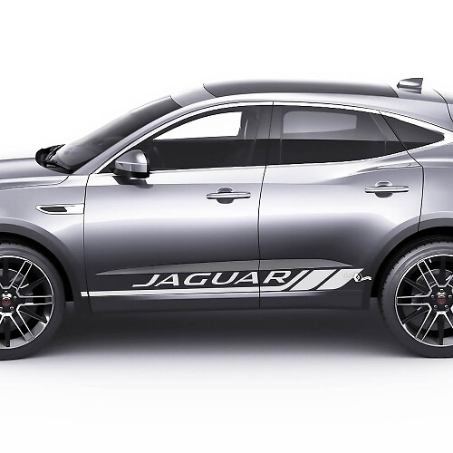 Jaguar E-Pace Seitentüren, karierte Streifen, grafischer Aufkleber, Logo-Aufkleber
