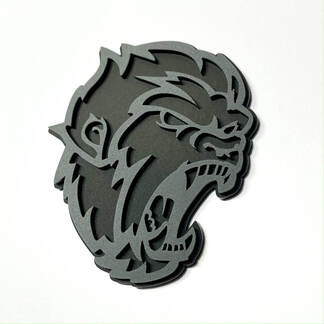 Angry Yeti Sasquatch Bigfoot 3D-Abzeichen, graues vs. schwarzes Fender-Abzeichen-Emblem
 1