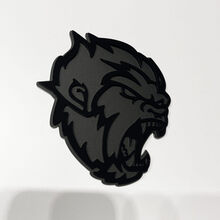 Angry Yeti Sasquatch Bigfoot 3D-Abzeichen, glänzendes Schwarz vs. mattschwarzes Fender-Abzeichen-Emblem
 3