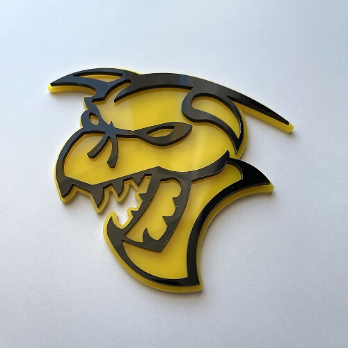 Hellcat Demon 3D Abzeichen Schwarz vs Gelb Kotflügelabzeichen Emblem
