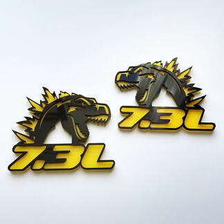 Godzilla 7.3L MEGAZILLA Ford Performance 7.3L 3D-Abzeichen Schwarz vs Gelb Fender Badges Emblem
 1