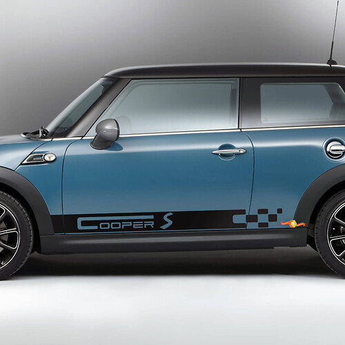 Aufkleber und Grafikaufkleber für den Mini Cooper S mit karierten Streifen
