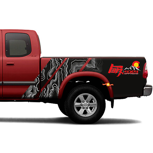 Toyota Tundra Teq 4x4 Off-Road-Bettseiten-Aufkleber, Vinyl-Streifen-Grafik-Aufkleber, Aufkleber-Set
