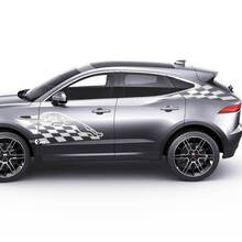 Paar Jaguar E-Pace Side Logo Checkerboard Flag Doors Graphics Aufkleber Logo-Aufkleber
 2