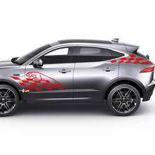 Paar Jaguar E-Pace Side Logo Checkerboard Flag Doors Graphics Aufkleber Logo-Aufkleber
 3